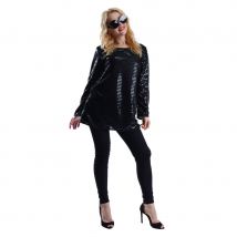 Tunique disco noire à paillettes pour femme (S/M)
