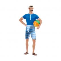 Tenue de plage rayée bleu et blanc pour homme (M)