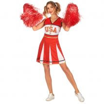 Tenue de pompom girl rouge et blanche pour femme (L)
