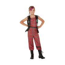 Tenue de rockeur rouge noir année 90 pour fille (7/9 ans)