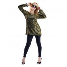 Tunique dorée recouverte de sequins, pour femme (S/M)
