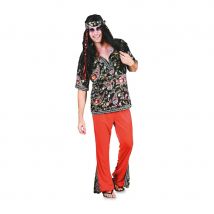 Tenue hippie rouge avec haut fleuri pour homme (M/L)