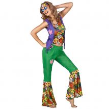 Tenue Hippie verte et fleurie pour femme (S)