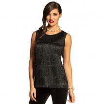 Top noir à franges pour femme (S)