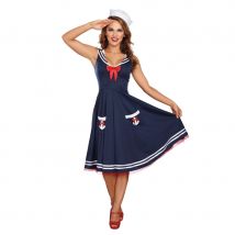 Tenue robe bleue de femme matelot rétro (M)