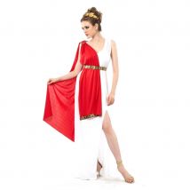 Tunique romaine blanche avec drapé rouge, femme (XXL)