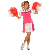 Tenue rose et blanche de femme pompom girl (M)