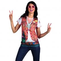 T-Shirt gilet hippie imprimé pour femme (M)