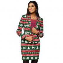 Tailleur vert motifs de Noël kitch (L)