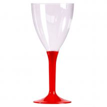 Verres à Vin Plastique Pied Rouge 160ml x10