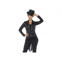 Veste queue de pie à sequins noirs pour femme (L)