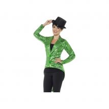 Veste queue de pie verte à sequins pour femme (S)