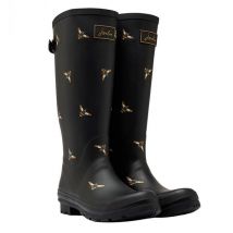 Joules Black Bee Printed Wellies with Adjustable Back Gusset Size 3