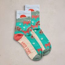 White Stuff Fluffy Cows Ankle Socks Bright Green