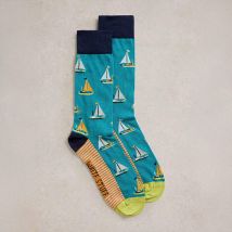 White Stuff Mens Yachting Ankle Socks Teal Multi