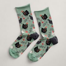Seasalt Women's Bamboo Arty Socks Floral Roost Sage Size 4-7