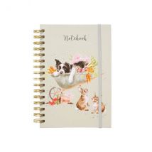 Wrendale Designs 'Sleeping on the Job' Border Collie & Rabbit A5 Notebook