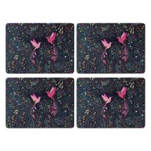Sara Miller India Collection Set of 4 Placemats Hummingbird Paradise Midnight Blue