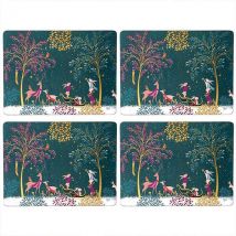 Sara Miller Woodland Tales Collection Set of 4 Large Placemats Deer & Robin