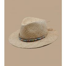 M By Flechet - Chapeau Larissa Raphia Perles Pour Femme - Beige - Taille M - Headict