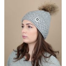 Pipolaki - Bonnet "Evelina Real Fur Light Grey" Pour Femme - Gris - Taille Unique - Headict