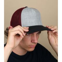 Headict - Casquette Trucker "Heather Grey Black Burgundy" Pour Homme - Gris - Taille Unique - Headict