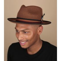 Stetson - Chapeau Fedora Woolfelt Mix Cognac Pour Homme - Marron - Taille M - Headict