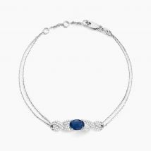 Bracelet Oceania Or Blanc Saphir Et Diamant - Pour Femme - Pierre en Saphir de forme Ovale - Motif Ovale - Histoire d'Or