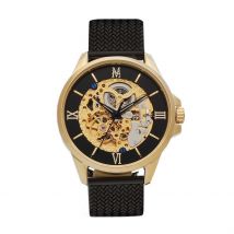 Montre Montignac Round Automatique Noir - Boîtier Jaune - Cadran Noir - Bracelet Noir - Mécanisme en Automatique - Pour Homme - Histoire d'Or