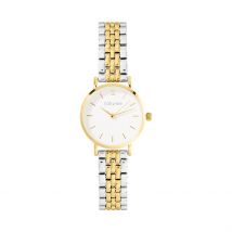 Montre Codhor Alix Blanc - Boîtier Jaune - Cadran Blanc - Bracelet Bicolore Doré / Blanc - Mécanisme en Quartz - Pour Femme - Histoire d'Or