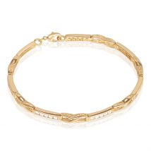 Bracelet Jonc Epiphanieae Plaqué Or Jaune Oxyde De Zirconium - Pour Femme - Pierre en Oxyde de Zirconium de forme Ronde - Histoire d'Or