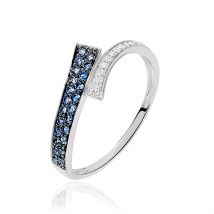 Bague Amelie Or Blanc Saphir Et Diamant - Pour Femme - Pierre en Saphir de forme Ronde - Histoire d'Or