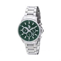 Montre U.S. Polo Us Polo Grayson Vert - Boîtier Argenté - Cadran Vert - Bracelet Argenté - Mécanisme en Quartz - Pour Homme - Histoire d'Or