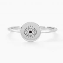 Bague Dristie Argent Blanc Turquoise - Pour Femme - Pierre en Turquoise de forme Ronde - Motif Oeil turc - Histoire d'Or