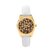 Montre Codhor Anais Leopard - Boîtier Jaune - Cadran Autres - Bracelet Blanc - Mécanisme en Quartz - Pour Femme - Histoire d'Or