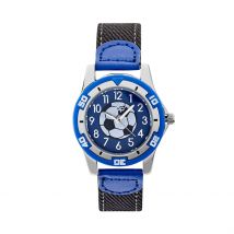 Montre Upp Ballon Noir - Boîtier Blanc - Cadran Bleu - Bracelet Noir - Mécanisme en Quartz - Pour Enfant - Histoire d'Or