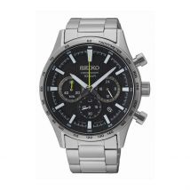 Montre Seiko Sport Noir - Boîtier Blanc - Cadran Noir - Bracelet Argenté - Mécanisme en Quartz - Pour Homme - Histoire d'Or