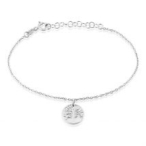 Bracelet Argent Blanc Sofee Nacre - Pour Femme - Pierre en Nacre de forme Ronde - Motif Arbre - Histoire d'Or