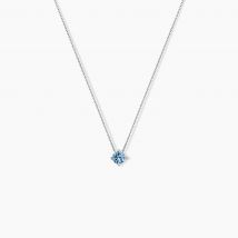 Collier Solitaire Argent Blanc Rio Santa Teresa Oxyde De Zirconium - Pour Femme - Pierre en Oxyde de Zirconium de forme Ronde - Histoire d'Or