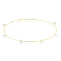 Chaine De Cheville Or Jaune Leucitica Oxydes De Zirconium - Pour Femme - Pierre en Oxyde de Zirconium de forme Ronde - Histoire d'Or