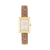 Montre Coach Mara Blanc - Boîtier Doré - Cadran Blanc - Bracelet Marron - Mécanisme en Quartz - Pour Femme - Histoire d'Or