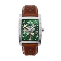 Montre Pierre Lannier Hector Vert - Boîtier Blanc - Cadran Vert - Bracelet Marron - Mécanisme en Automatique - Pour Homme - Histoire d'Or