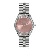 Montre Olivia Burton Bejewelled Rose - Boîtier Blanc - Cadran Rose - Bracelet Argenté - Mécanisme en Quartz - Pour Femme - Histoire d'Or