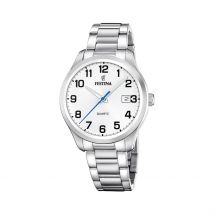 Montre Festina Classics 42 Blanc - Boîtier - Cadran Blanc - Bracelet Argenté - Mécanisme en Quartz - Pour Homme - Histoire d'Or