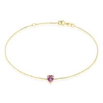 Bracelet Tender Love Or Jaune Améthyste - Pour Femme - Pierre en Amethyste de forme Coeur - Histoire d'Or
