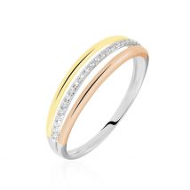 Bague Or Tricolore Vanadis Diamants - Pour Femme - Pierre en Diamant de forme Ronde - Histoire d'Or