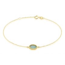 Bracelet Pernia Or Jaune Amazonite - Pour Femme - Pierre en Amazonite de forme Ovale - Motif Ovale - Histoire d'Or