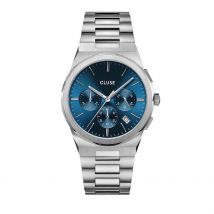 Montre Cluse Vigoureux Chrono Bleu - Boîtier Blanc - Cadran Blanc - Bracelet Argenté - Mécanisme en Quartz - Pour Homme - Histoire d'Or