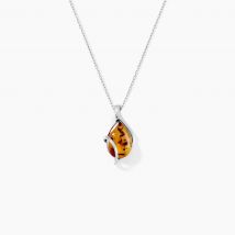 Collier Wahiba Argent Blanc Ambre - Pour Femme - Histoire d'Or