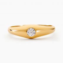 Chevaliere Maxime Or Jaune Oxyde - Pour Famille - Pierre en Oxyde de Zirconium de forme Ronde - Histoire d'Or